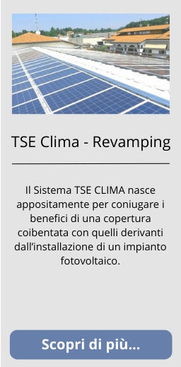 Il Sistema TSE CLIMA nasce appositamente per coniugare i benefici di una copertura coibentata con quelli derivanti dall’installazione di un impianto fotovoltaico.